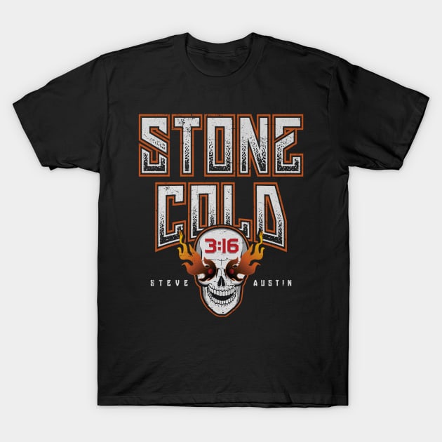 Stone Cold Steve Austin Fire Skull T-Shirt by MunMun_Design